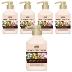 KUMANO 熊野油脂 蜂蜜修護潤髮乳 3種蜂蜜精華 5種保濕配方, 450ml, 5瓶