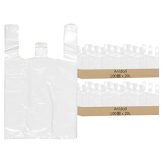 anidoll 手提超市乳白色塑膠袋, 20L, 200個