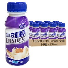 Abbott 亞培 Ensure 安素 高鈣強化配方 香草減甜口味, 237ml, 16瓶