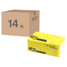 歐香 抽取衛生紙 200張 100%原生紙漿 超細纖維 優異水溶性 台灣製造, 14包, 1袋