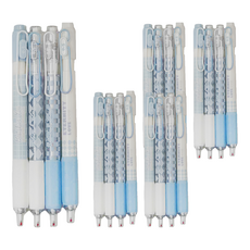 德德小品集 按鍵中性筆，一套4支, 藍白, 5包