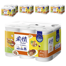 柔情廚房紙巾, 60組x6捲, 大尺寸, 安心接觸食物, 6捲, 6袋