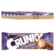 LOTTE 樂天 Crunky 雙脆巧克力棒, 酥脆口感 特濃奶油口味, 36g, 20包