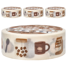 德德小品集 雜物生活家紙膠帶 30mmx3m, 咖啡腦袋, 4個