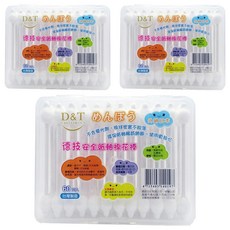 D&T安全紙軸棉花棒 棉球不易鬆脫 台灣製造, 60支, 3盒