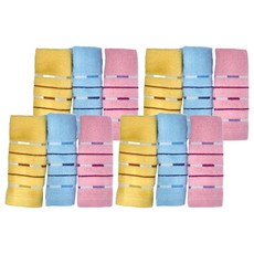 Partner dear 純棉毛巾 3條 1包, 雙色小線條, 4包