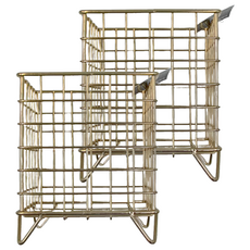 方形角座收納籃 16.5 x 13 x 13cm 15歲以上, 金色, 2個