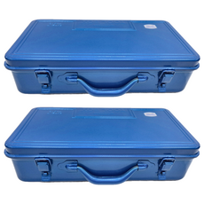 TOYO STEEL 東洋鋼鐵 鋼製單層手提收納箱T-410 日本製造 淨重約1.9Kg, 1層, 藍色