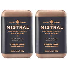 Mistral 柚木麝香 沐浴皂 250g 深層清潔 保濕滋潤 男士香氛, 2個