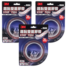 3M VHB 超黏雙面膠帶 PN8504, 尺寸24mm x 1mm x 3m, 耐高溫100度, 降低噪音, 汽車/居家適用, 3個