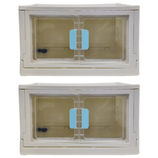 雙開門摺疊收納箱, 大號, 藍色, 2個