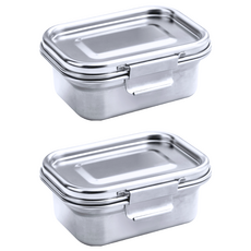 Hi CHEF 掌廚 316不銹鋼密封保鮮盒 540ml, 台灣製, 可拆式矽膠條, 適用電鍋烤箱洗碗機, 500cc, 2個