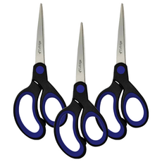 CutEdge 鋒銳 不沾膠萬用剪 7吋 藍色 - 辦公/手工藝必備 不沾黏設計 輕鬆剪裁各種材質, 3支