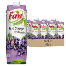 Fan果芬 100%紅葡萄汁 天然健康 口感香醇, 12瓶, 1L