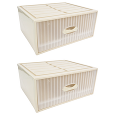 KEYWAY 聯府 單抽式抽屜整理箱 34.5L, 米色, 2個