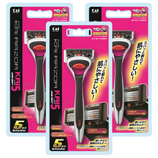 KAI 貝印 razor K5 舒適刮鬍刀, 五枚刃設計 剃鬍乾淨溫和不刺激, 3支, 1入