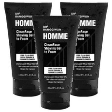 DR BANGGIWON 護膚刮鬍凝膠 - 奶油質地泡沫, 皮膚低刺激, 溫和潔面, 120ml, 3條