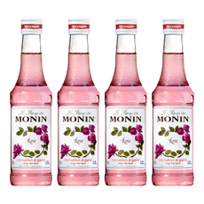 MONIN 莫寧 玫瑰風味糖漿, 法國百年糖漿品牌, 250ml, 4瓶