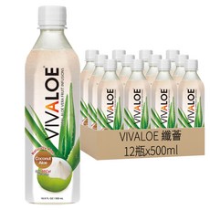 VIVALOE 纖薈 椰子蘆薈風味飲 寶特瓶, 500ml, 12瓶
