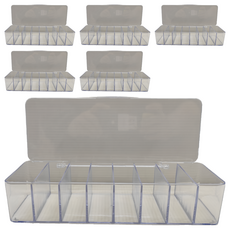 E.dot 8格翻蓋分格收納盒 PS材質 尺寸26x9.5x5.5cm, 透明, 6個