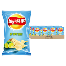 Lay's 樂事 洋芋片 青檸享清新口味, 59.5g, 12包
