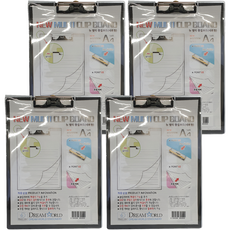 Dream World 新款透明多功能板夾 A4直式, 混色, 4個