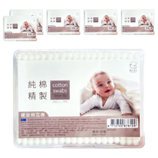 KU.KU Duckbill 酷咕鴨 螺旋棉花棒方盒 200支 100%純棉 柔軟 無螢光劑, 6盒