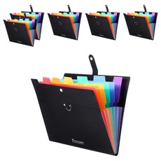 YUNIBEE 7格彩虹風琴式便攜文件夾 + 標籤貼紙 黑色, 6個