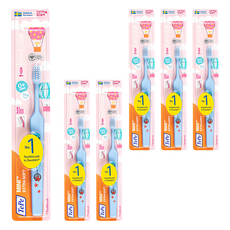 TePe 緹碧 迷你幼兒牙刷, 0~3歲適用 圓弧柔軟刷毛, 顏色隨機, 1入, 6支