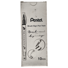 Pentel 飛龍文具 Brush Sign Pen Twin 雙頭柔繪筆 SESW30C-T 10支裝, 1色, 1盒