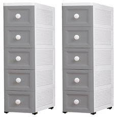 抽屜夾縫儲物收納櫃 密封款 5層, 2個, 灰色