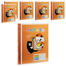 Lan CHYn 連勤牌文具 W PP 三孔3/4吋圓型夾封面加學習檔案 LC-843C, 貓貓 板片白 + 海報橘, 6本