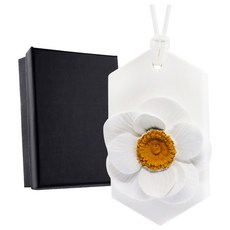 O'Pretty 歐沛媞 室內 車用 香氛擴香石擺飾 5.5 x 5.2 x 2.5cm, 白色銀蓮花, 1個