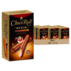 義美 黑巧克力捲 香甜草莓, 137g, 9盒