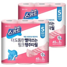 Scott 可麗舒 乾濕兩用拋棄式抹布 粉色加厚款 45張, 3捲, 2袋