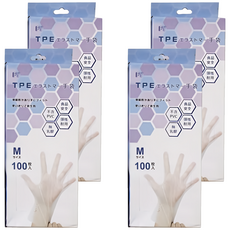 百貨King TPE彈力手套 M號 100入/盒，熱可塑性，透明, 4盒