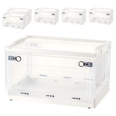 三開透明收納箱, 多種尺寸選擇, 中號( 47 x 35 x 23.5cm), 潔潔白 + 透明門, 6個