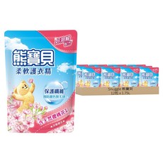 熊寶貝 柔軟護衣精 補充包 7合1護衣配方 親膚柔軟 有效抑制細菌 去除靜電 含有消臭成分 含天然櫻桃花香, 1.75L, 12包