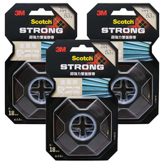 3M Scotch 超強力雙面膠帶 金屬用 V1801N 18mm x 1.5m, 紅色, 3捲