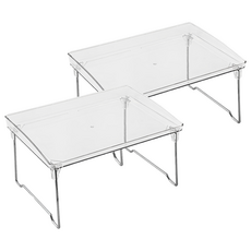 MYUMYU 沐慕家居 多功能折疊收納架/置物架 29.5 x 21 x 13.5cm, 透明色, 2個