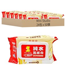 Mini Studio 純水濕紙巾 無添加 加大 加厚, 1入, 24包