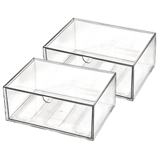 可堆疊透明收納盒 PET材質 各式收納, 透明, 2個