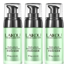 LAIKOU萊蔻 多效呵護隔離霜 40g 妝前打底 隔離防護, #02 清新綠, 3瓶