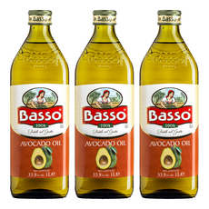 Basso 巴碩 100%酪梨油，含84%單元不飽和脂肪，非基改無農藥，發煙點高達255度，適合高溫烹調, 1L, 3瓶