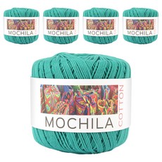 brandyarn Mochila系列 棉針織線，藍綠色 50克/1入，韓國產, 5捲