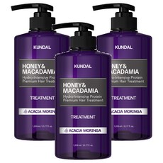 KUNDAL 昆黛爾 蜂蜜澳洲堅果保濕護髮乳 Acacia Moringa, 1.058L, 3瓶