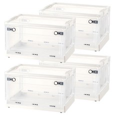 三開透明收納箱 35L, 中號( 47 x 35 x 23.5cm), 潔潔白 + 透明門, 4個