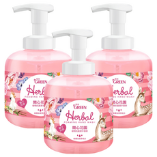 GREEN 綠的 植物抗菌潔手慕斯 開心花園 水潤因子 深層滋潤 溫和清潔 慕斯泡泡, 400ml, 3瓶