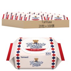 Tamsaa 經典清潔濕紙巾 袖珍尺寸方便攜帶, 100張, 20包
