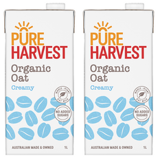 PURE HARVEST 澳洲有機燕麥奶咖啡師，奶油味，無添加糖, 1L, 2瓶
